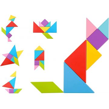 Puzzle din lemn ooky Toy - Tangram