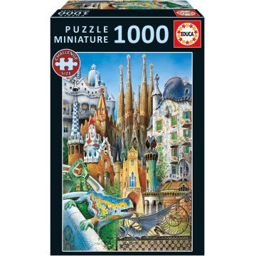 Puzzle Educa din 1000 de mini piese - Colaj, cladirile lui Gaudi, miniatura
