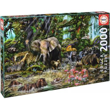 Puzzle Educa din 2000 de piese - Jungla africana, John Enright