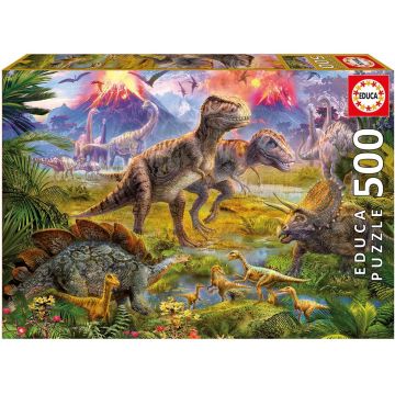 Puzzle Educa din 500 de piese - Intalnirea dinozaurilor