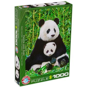 Puzzle Eurographics din 1000 de piese - Panda si micutul ?