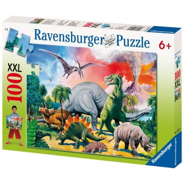 Puzzle Ravensburger din 100 XXL de piese - Cu dinozauri