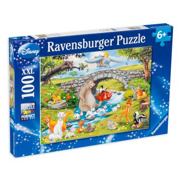 Puzzle Ravensburger din 100 XXL de piese - Disney - Prieteni in padure