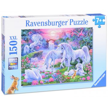 Puzzle Ravensburger din 150 XXL de piese - Unicorni la apus de soare