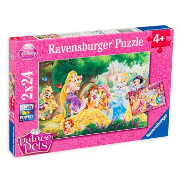 Puzzle Ravensburger din 2 x 24 de piese - Cei mai buni prieteni ai printeselor