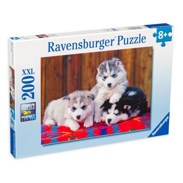 Puzzle Ravensburger din 200 XXL de piese - Catelusi micuti husky