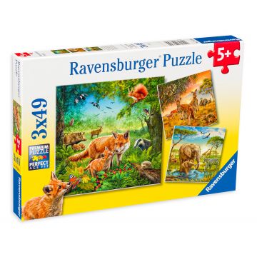 Puzzle Ravensburger din 3 x 49 de piese - Regatul animalelor