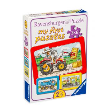 Puzzle Ravensburger din 3 x 6 piese - Masini grele