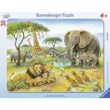 Puzzle Ravensburger din 30 de piese - Lumea animalor din Africa