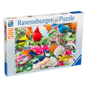 Puzzle Ravensburger din 500 de piese - Pasari in gradina