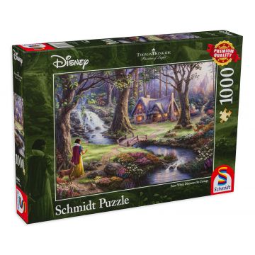 Puzzle Schmidt din 1000 de piese - Alba ca Zapada gaseste casuta in padure, Thomas Kinkade