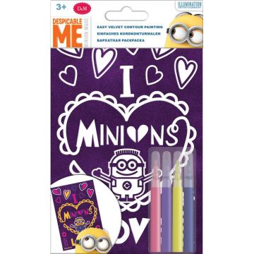 Set creativ Revontuli Toys Oy - Coloreaza singur, Minions, cu contur de catifea
