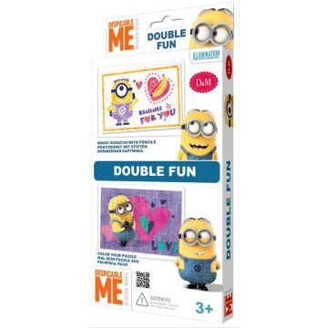 Set creativ Revontuli Toys Oy - Puzzle si gravura, dublu, Minions