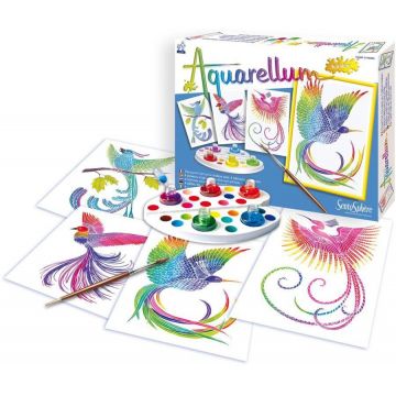 Set de colorat cu acuarele Sentosphere Aquarellum Junior - Pasarile paradisului
