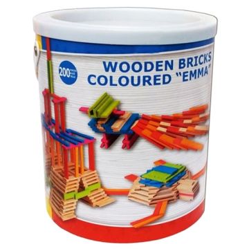 Set de construit Woody - 200 de piese, Emma, piese colorate