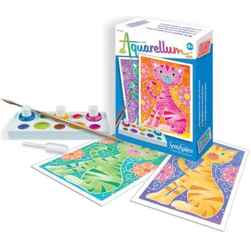 Set de desen cu vopsele acuarele Sentosphere Aquarellum Mini - Pisicute