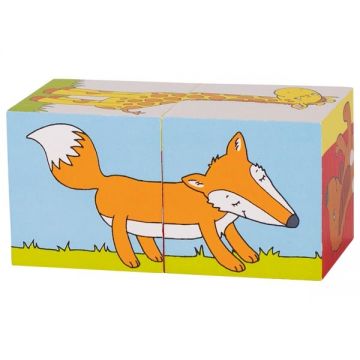Cubulete din lemn Goki - Animale, doua parti