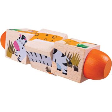 Cuburi rotative din lemn Bigjigs - In jungla