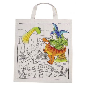 Geanta  bumbac de colorat Goki - Dinozaur