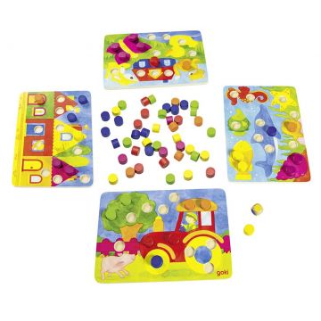 Joc de memorie din lemn Goki - Lot color