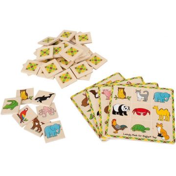 Joc din lemn Bigjigs - Loto, cu animale