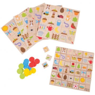 Joc din lemn pentru copii Bigjigs - Gradina bingo