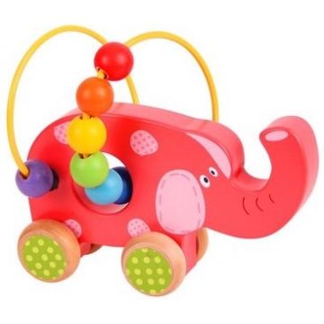 Jucarie de impins, din lemn Bigjigs - Elefant