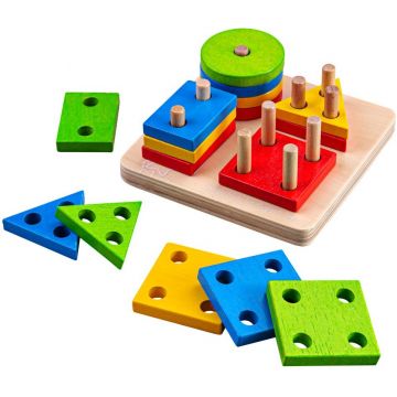 Jucarie de sortat din lemn Bigjigs - Cu forme geometrice