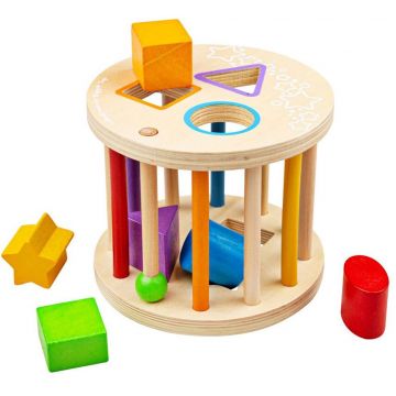 Jucarie de sortat din lemn Bigjigs - Se rostogoleste, cu figurine