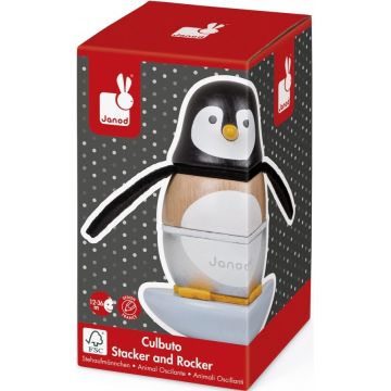 Jucarie din lemn, de asamblat Janod - Pinguin care se balanseaza