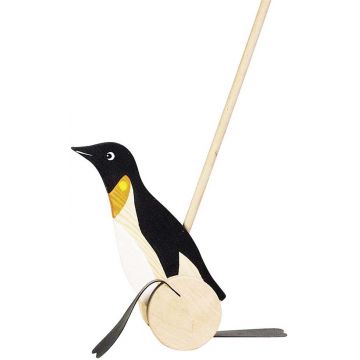 Jucarie din lemn de impins Goki - Pinguin