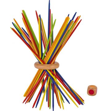 Jucarie din lemn Goki - Mikado, colorat, cu zar