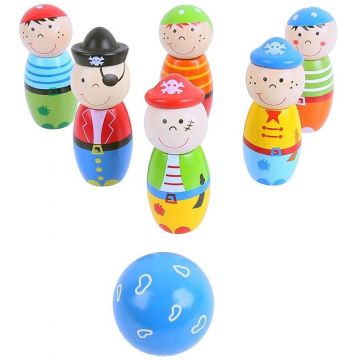 Mini bowling din lemn pentru copii Bigjigs - Pirati