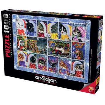 Puzzle Anatolian din 1000 de piese - Pisici de Anul Nou