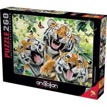 Puzzle Anatolian din 260 de piese - Selfie de tigri