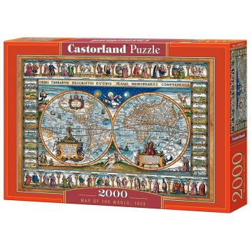Puzzle Castorland din 2000 de piese - Harta lumii din anul 1639