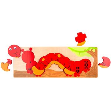 Puzzle din lemn cu cifre Bigjigs - Omida