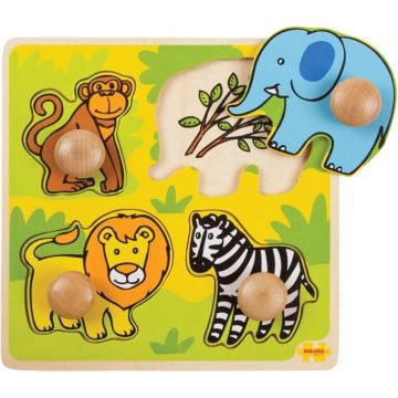 Puzzle din lemn cu manere Bigjigs - Animale safari