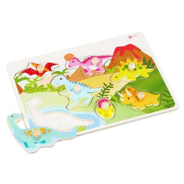 Puzzle din lemn cu manere Classic World - Dinozauri