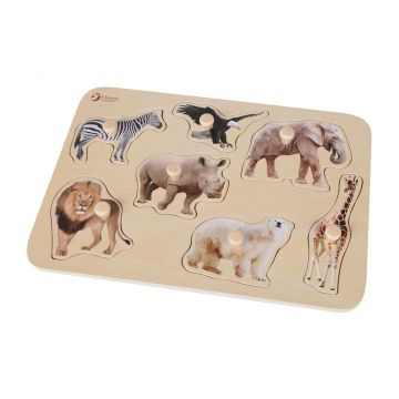 Puzzle din lemn cu manere Classic World - Safari