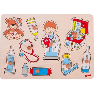 Puzzle din lemn cu manere Goki - Consult medical