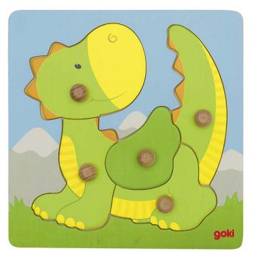 Puzzle din lemn cu manere Goki - Dragon