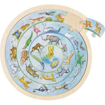Puzzle din lemn Goki - Cerc din animale