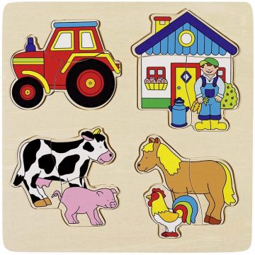 Puzzle din lemn Goki - Ferma