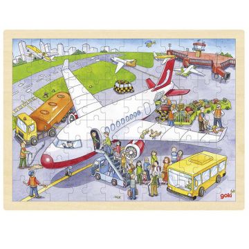 Puzzle din lemn Goki - La aeroport
