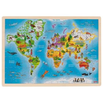Puzzle din lemn Goki - Lumea