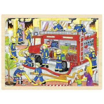 Puzzle din lemn Goki - Lupta cu focul