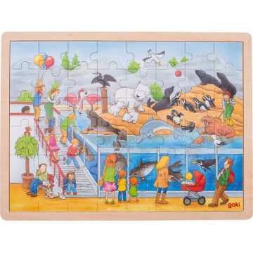 Puzzle din lemn Goki - Vizita la gradina zoologica