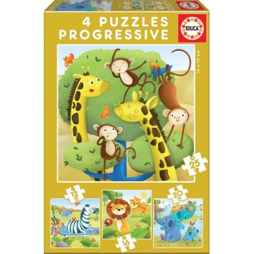Puzzle Educa 4 in 1 - Animale salbatice