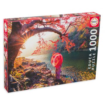 Puzzle Educa din 1000 de piese - Rasaritul soarelui la raul Katsura, Japonia